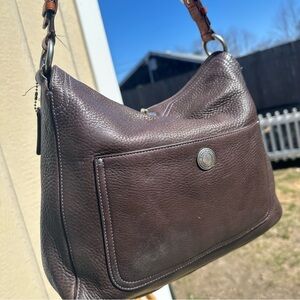 Vintage Y2K Coach Turnlock Hobo Brown Leather Shoulder Bag Early 2000s